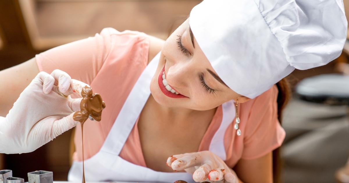 woman making handmade candy