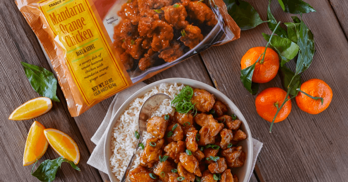 Bowl of Mandarin Orange Chicken from Trader Joe's