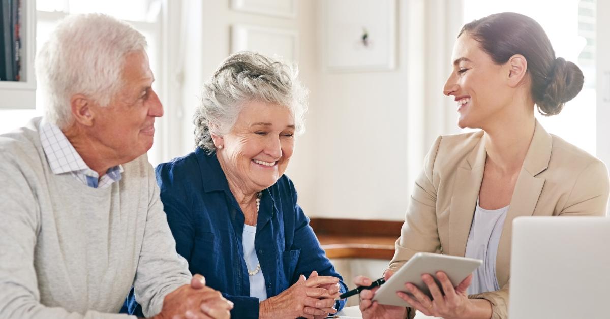 senior couple getting advice from their financial consultant