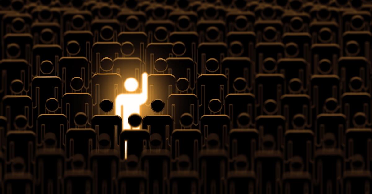 shiny man icon stands out from the crowd