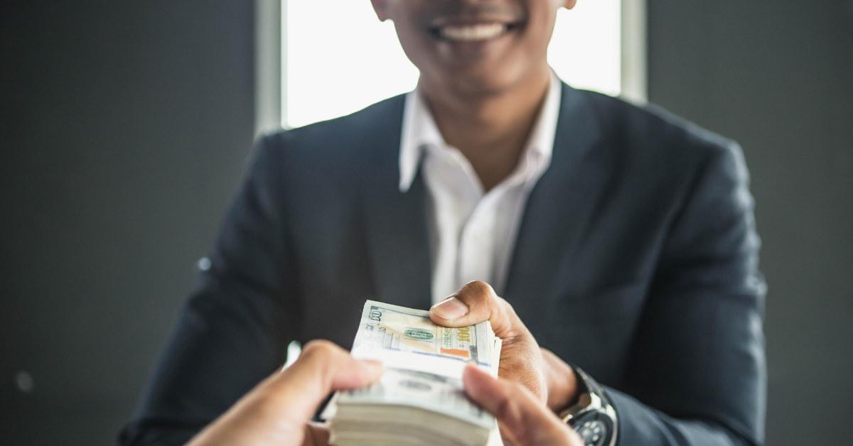 Man providing money
