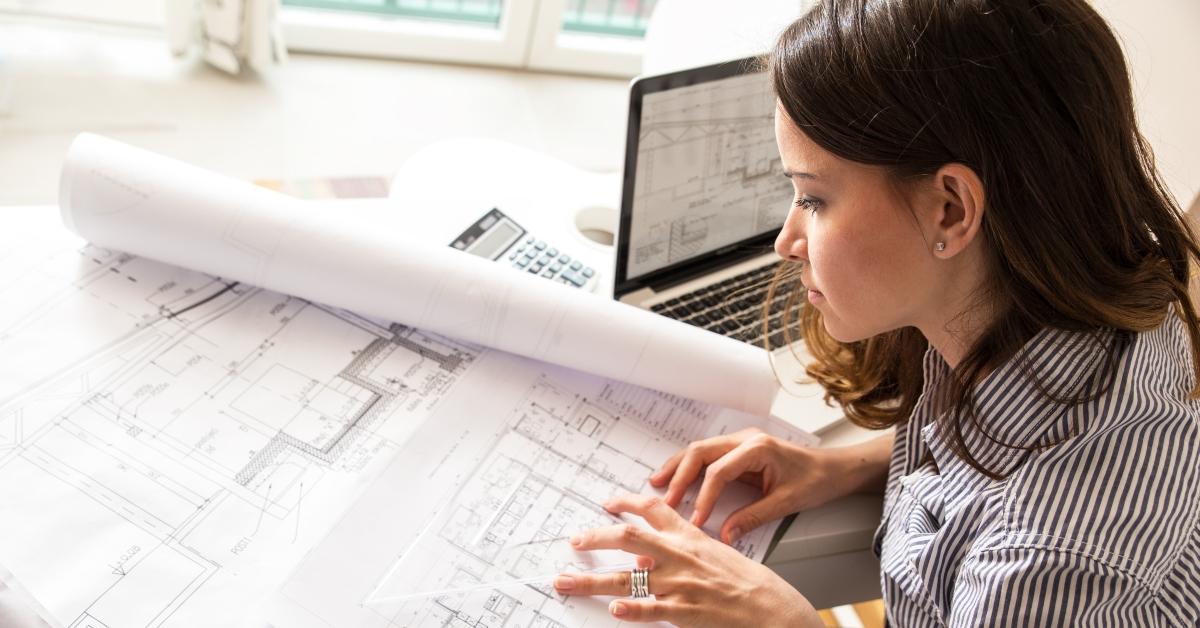 female architect working at home