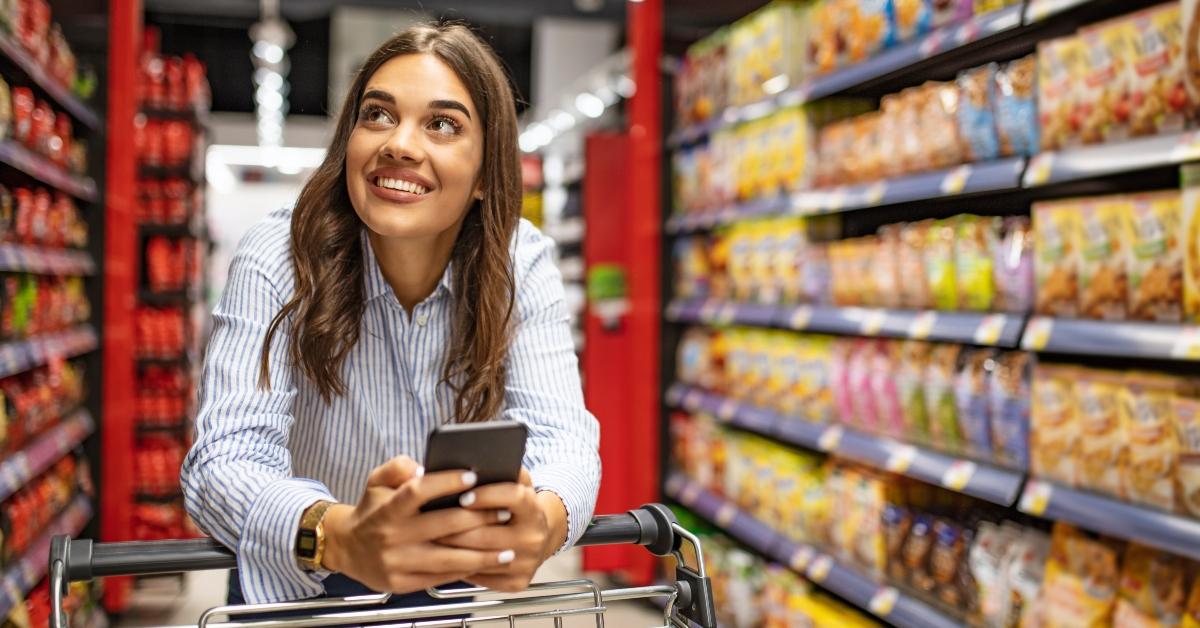 young woman shopping in a grocery store