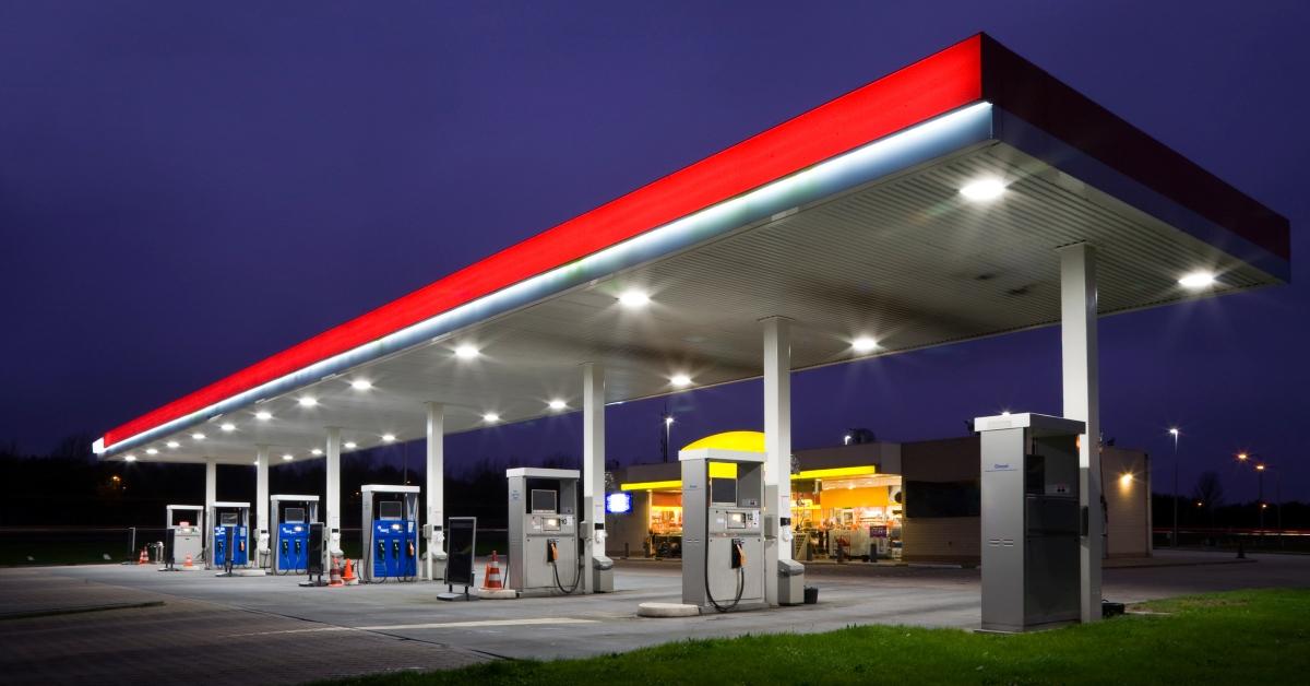 gas station at night