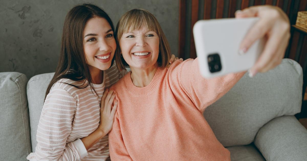 selfie shot of a mom and daughter