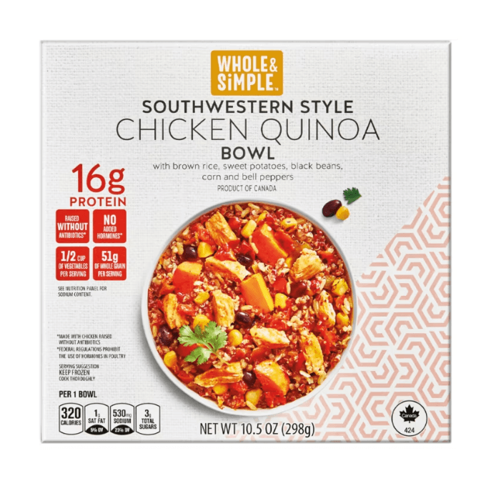 Aldi-Whole & Simple Southwestern Style chicken quinoa bowl