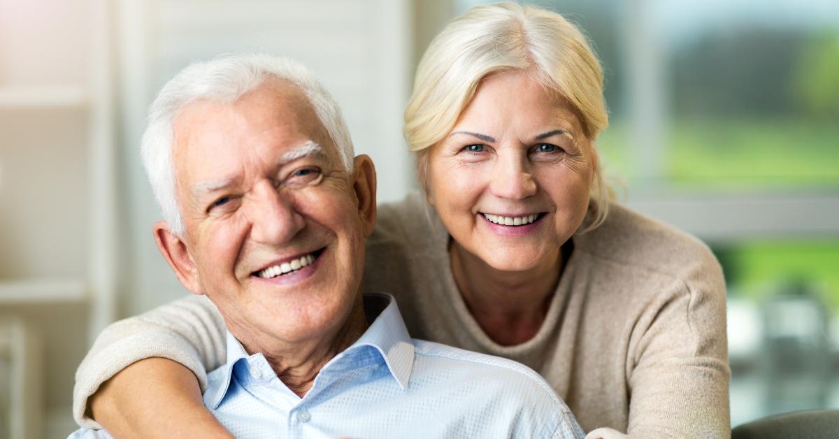 happy senior couple at home
