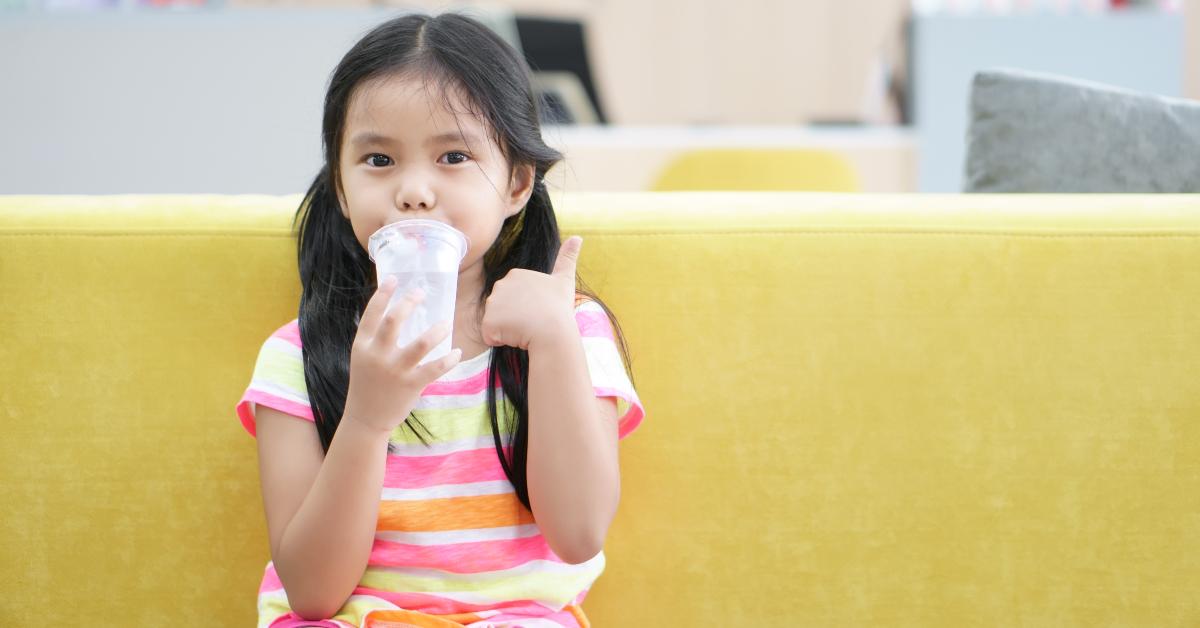 girl drinking cool and clean water