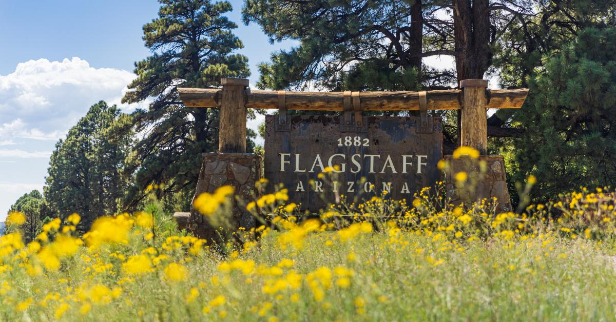 city sign at the town limits of Flagstaff Arizona