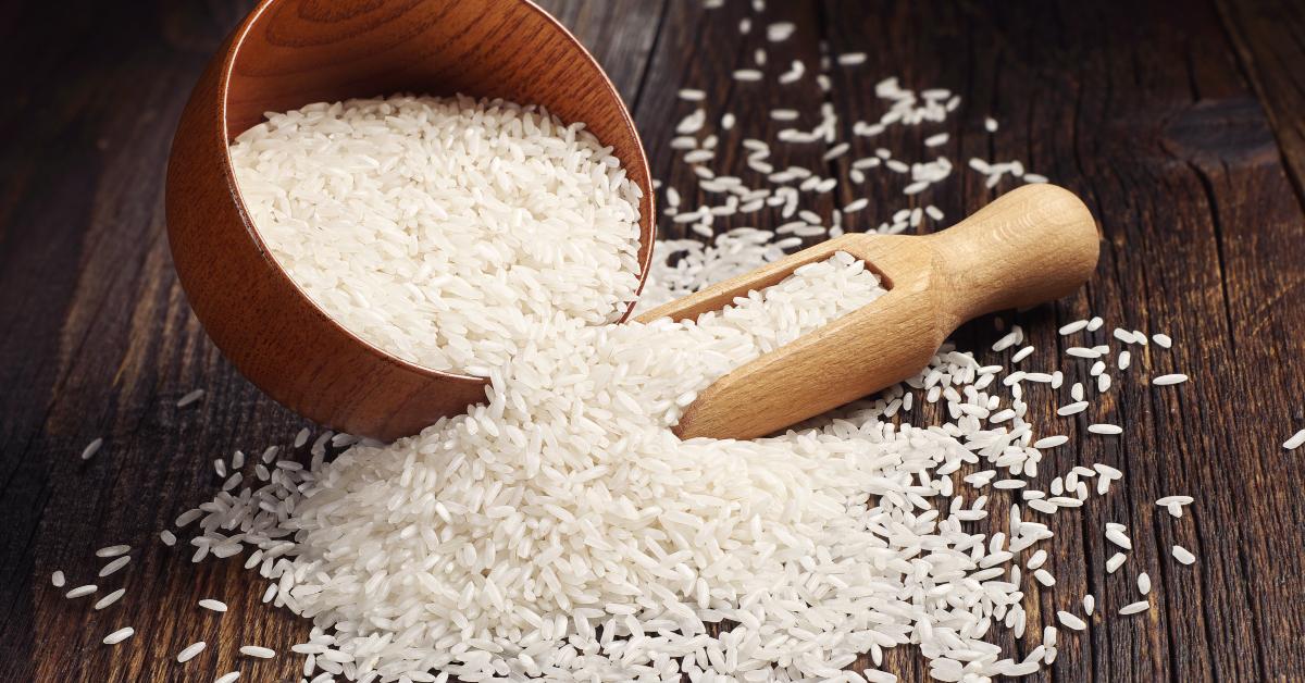 rice in bowl and scattered near