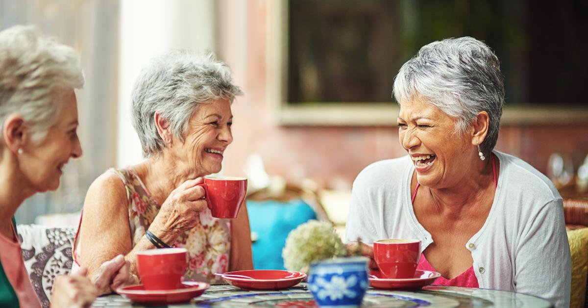 senior female friends enjoying a lunch date