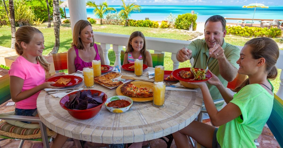 A family eating breakfast
