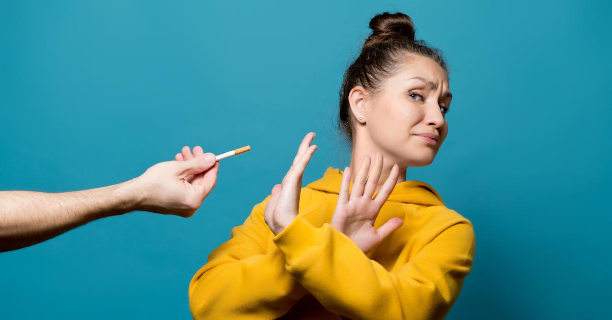 woman refuses a cigarette