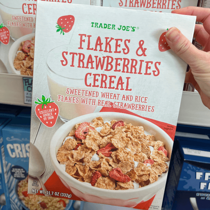 flakes and strawberries cereal