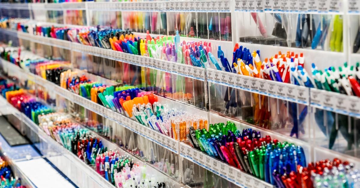pens on display at stationery shop