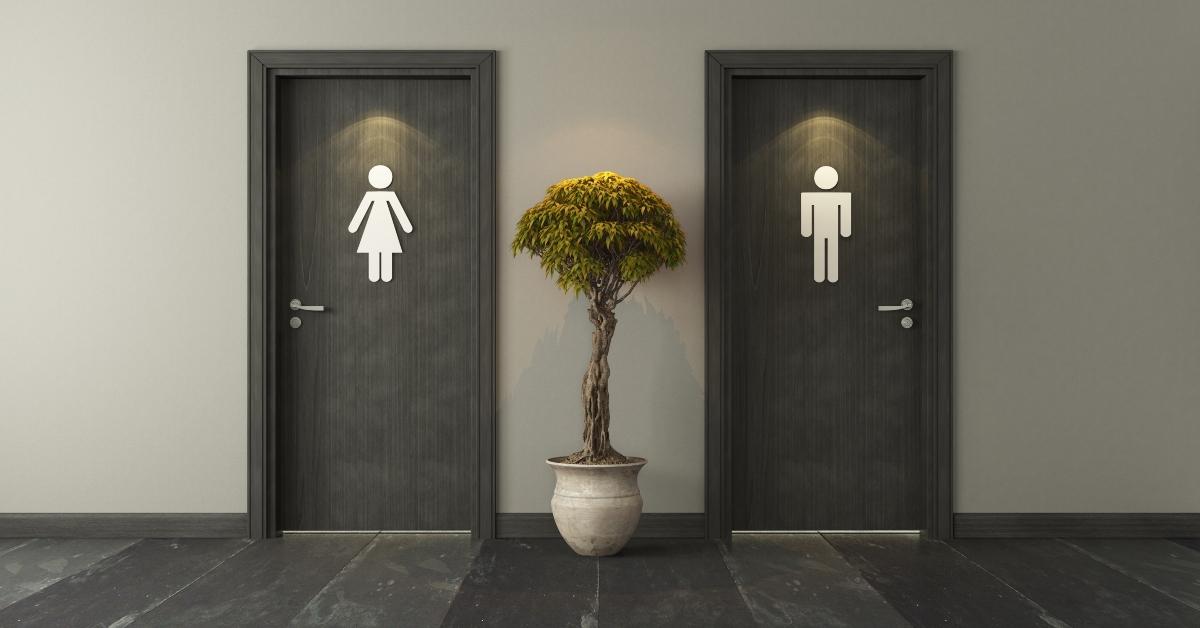 black restroom doors