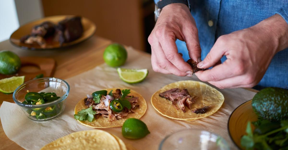 making tacos at home in kitchen