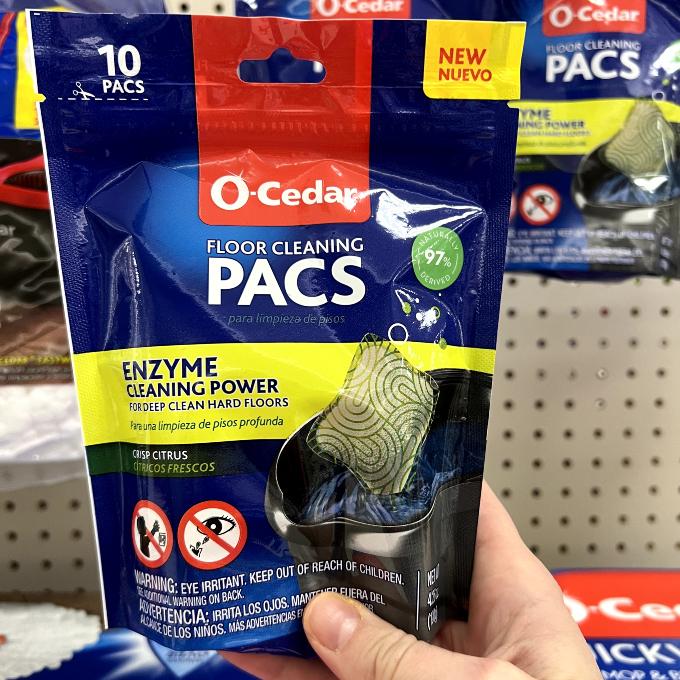  O-Cedar PACS Hard Floor Cleaner, Crisp Citrus Scent 10 Count  (1-Pack), Made with Naturally-Derived Ingredients, Safe to Use on All  Hard Floors