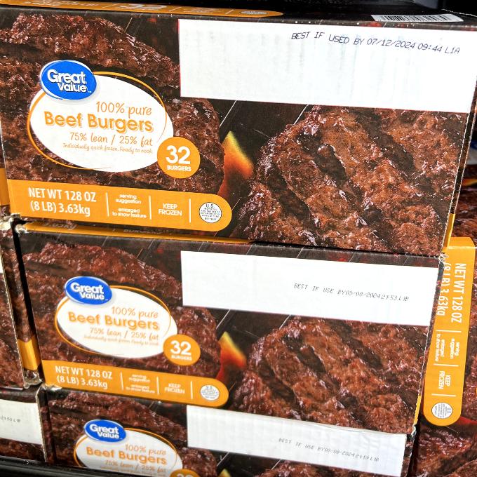 great value 75 fat pure beef burgers