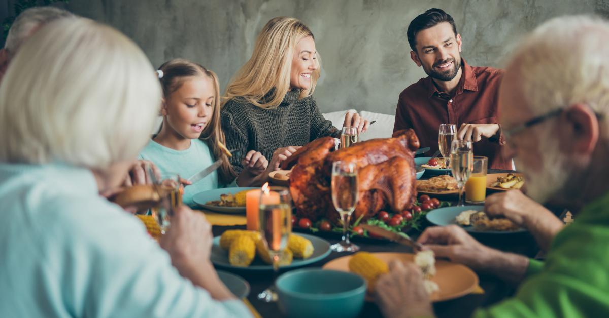 family celebrate thanksgiving day