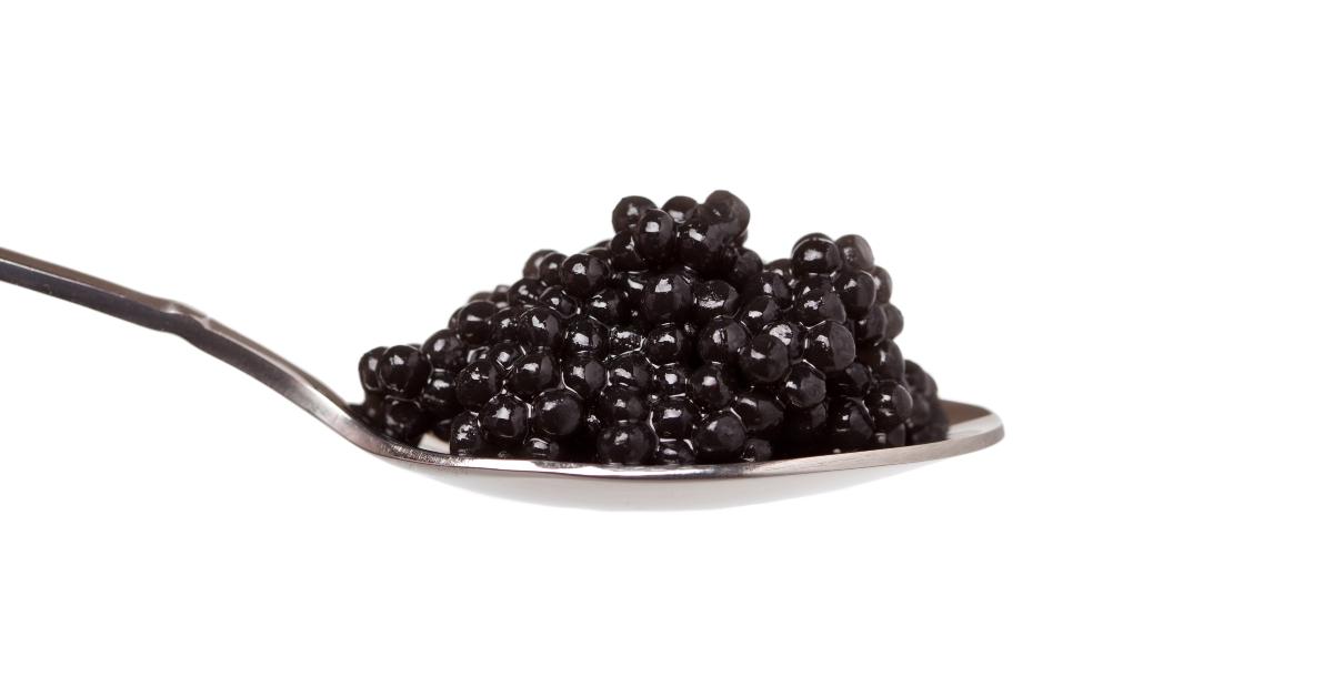 black caviar in spoon