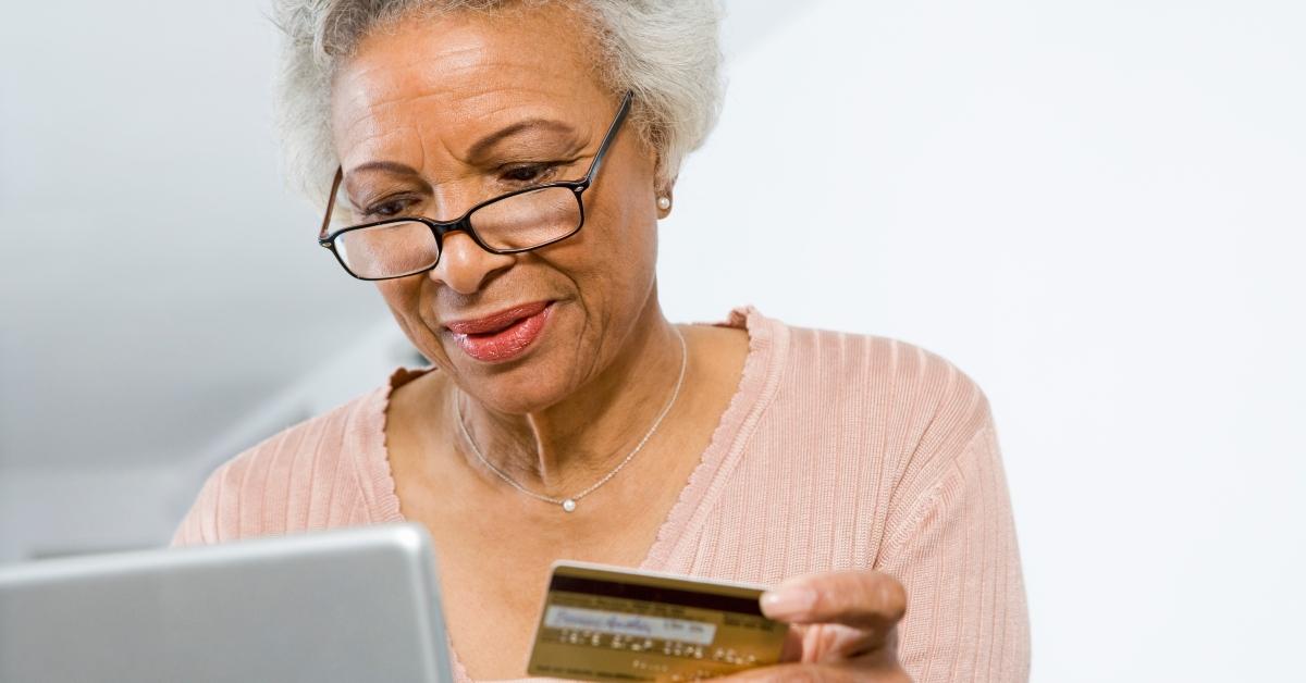 senior woman shopping online