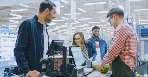 Working at grocery store