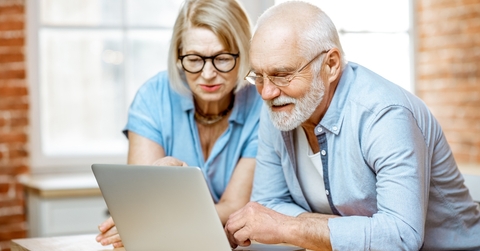 Couple looking at computer