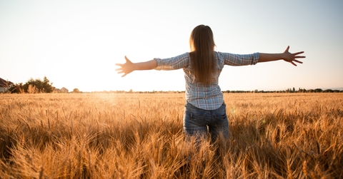 Woman in wheat field