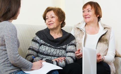 Women talking to advisor