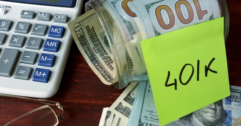 jar with label 401k and money on the table