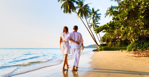 A couple on a honeymoon trip