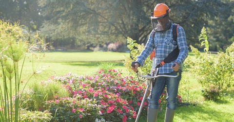 landscaper working on yard