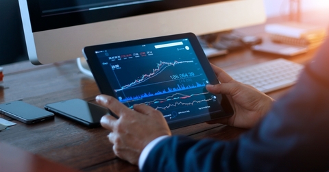 stock market on digital tablet