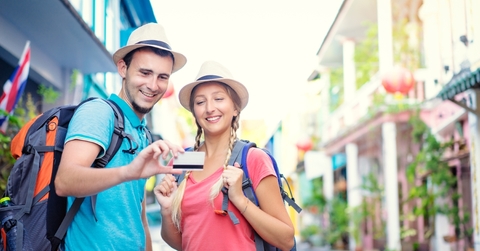 A couple using a credit card