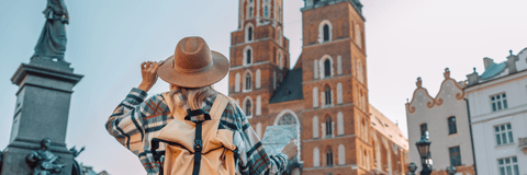 person looking at cathedral