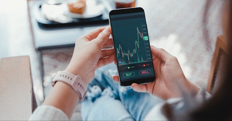 smartphone with cryptocurrency money link 