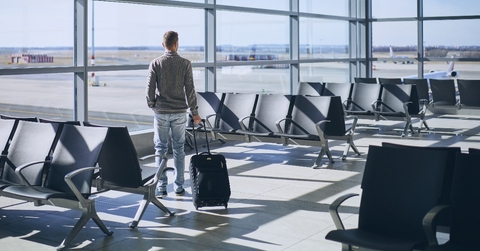 Traveler in airport terminal