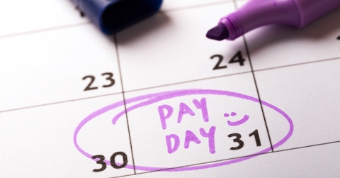 payday concept calendar with marker and circled day of salary