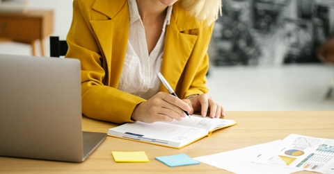 Woman planning working schedule
