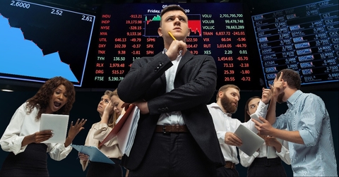 tensioned investors analyzing crisis on stock market