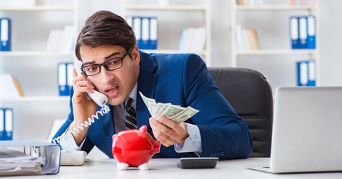 businessman thinking about his savings during crisis