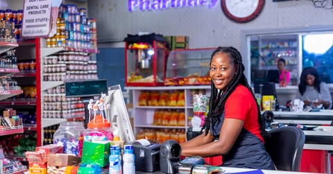 woman cashier at supermarket