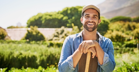 happy person with plants