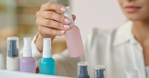 A woman shopping for skincare products