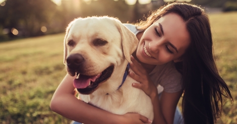 young woman with dog