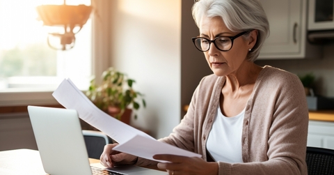 senior woman sit with laptop