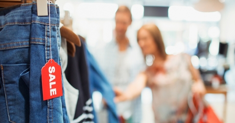 sale tag in clothing store