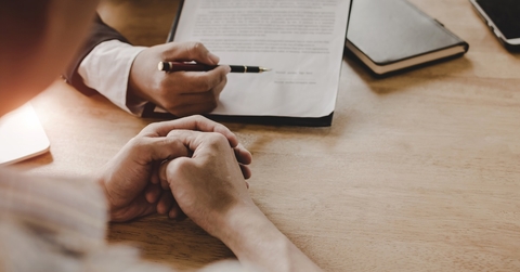 legal consultant explaining contract to client