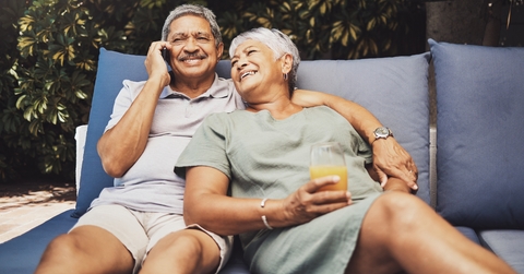 senior couple on outdoor lounge